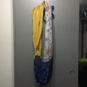 Yellow blue and white scarf
